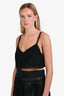 Miu Miu Black Wool Silk Logo Bralette Top Size 38