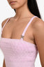 Pre-loved Chanel™ Pink Knit Cropped CC Embellished Sleeveless Tank Top + Mini Skirt Set Size 34