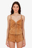 Reformation x Veda Tan Suede Leather Corset Top and Mini Shorts Set Size 10/8