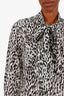 Gucci Black/White Cotton Silk Button Up Blouse Size 44