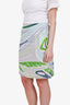 Emilio Pucci Green/Blue Silk Printed Midi Skirt Size 10