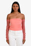 Helmut Lang Pink Mesh Ruched Tube Top + Detachable Sleeves Size S