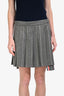 Thom Browne Grey/White Wool Dropped Pleated Stripe Mini Skirt Size 4