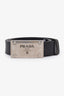 Prada Black Leather Rectangle Logo Buckle Belt Size 95