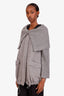 Max Mara Studio Grey Wool Knit Collar Zip-up Jacket Size 36