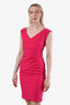 Diane von Furstenberg Pink Jersey Gathered Sleeveless Shift Dress Size 4
