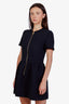 Louis Vuitton Black Gold Zipper Detail Short Sleeve Midi Dress Size 38