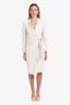 Max Mara Cream Long Sleeve Wrap Midi Dress Size 10