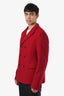 Jil Sander Red Wool Double Breasted Coat Size 54 Mens