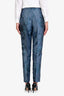 Max Mara Studio Blue Floral Jacquard Slim Fit Trousers Size 8
