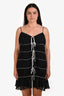 Mirror Palais Black/White Silk Ruffle Tunnel Gown Shell Mini Dress Size XXL