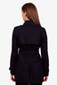Burberry Black Cotton Cropped Belted Jacket Size 4
