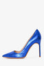 Manolo Blahnik Cobalt Blue Python Metallic Heels Size 38.5