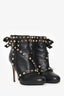 Valentino Black Leather Rockstud Bow Heeled Ankle Boots Size 36