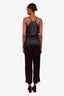 Brunello Cucinelli Grey Silk Monili V-Neck Belted Jumpsuit Size S