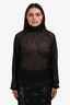 L'Agence Black Sheer Polka Dot Long Sleeve Blouse Estimated Size M