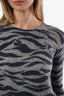See By Chloe Grey/Navy Wool Alpaca Zebra Print Sweater Size XS
