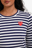 Play Comme des Garçons White/Blue Striped Long Sleeve T-Shirt Size Medium
