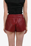 Saint Laurent Red Leather Tie Waist Shorts Size 36