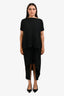 Balenciaga Black Draped Pleated Short Sleeve Long Dress Size 42