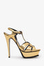 Saint Laurent Gold Embossed Crocodile Tribute Heels Size 37.5