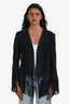 Barbara Bui Black Suede Fringe Trimmed Jacket Size 40