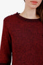 Pre-loved Chanel™ Red/Navy Cashmere Wool Blend Short Sleeve Dress Size 38