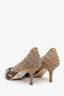 Christian Dior Beige Logo Canvas Leather Pointed Toe Heels Size 41