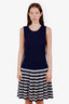 Pre-loved Chanel™ Blue/White Striped Knit Dress Size 40
