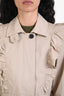 Joie Beige Cotton Ruffle Trim Detail Belted Light Trench Coat Size Small