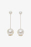 Pre-loved Chanel™ Pearl Gold CC Linear Double Drop Earrings
