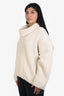 Source Unknown Beige Ribbed Funnel Neck Oversized Becca Knit Sweater One Size
