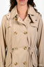 Moncler Tan Canvas 'Tariec Giubbotto' Double-Breasted Midi Trench Coat Size 3