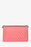 Pre-loved Chanel™ 2016-17 Pink Calfskin Leather Chevron Old Medium Boy Bag SHW