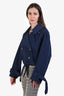 Acne Studios Navy Double Breasted Cropped Trench Jacket Size 32