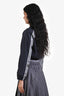 Miu Miu Runway 2025 Grey/Black Technical Silk Logo Cropped Zip Up Windbreaker Size 36