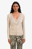 Escada Beige Knit Metallic Beaded Cardigan Size 34