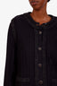 Pre-loved Chanel™ 2010 Black Wool Mohair Trimmed Cardigan + Sleeveless Top Set Size 42