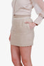 Pre-loved Chanel™ 24B Beige Tweed Sequin CC Mini Skirt Size 36
