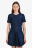 Gucci 2024 Blue Denim Floral Embroidered Short Sleeve Mini Dress Size 36