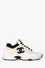 Pre-loved Chanel™ White/Black Interlocking CC Logo Leather Sneakers Size 37.5