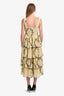 Ganni Yellow Floral Print Tiered Sleeveless Dress Size 38