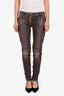 Balmain Grey Gold Zipper Detail Skinny Jeans Size 42
