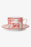 Christian Dior Red 'Toile de Jouy' Tea Cup Saucer Set