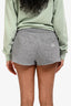 Miu Miu 2024 Grey Wool Cashmere Logo Embroidered Shorts Size 42