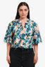 Ulla Johnson Blue/Orange Floral Printed Suri Blouse Size 10
