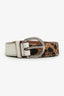 Dolce & Gabbana Leopard/White Leather Belt Size 90