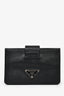 Prada Black Saffiano Leather Triangle Logo Snap Closure Card Holder