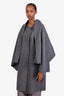 Hermès Grey Cashmere Scarf Detail Coat Size 36