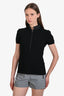 Prada Sport Black Knit Short Sleeve Polo Shirt With Foldable Hood Size 44